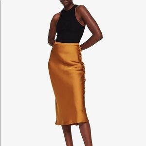 Anine Bing Bar Silk Skirt in Bronze